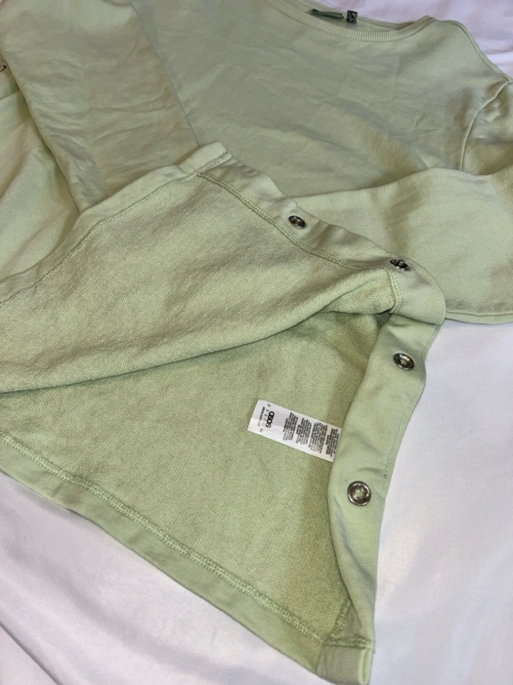 ASOS Maternity Mint Green Crew Neck Long-Sleeve Top with Side Snap Detail - Picture 4 of 8